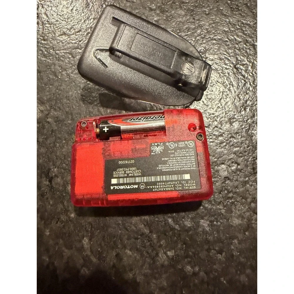 Vintage Motorola T900 Talkabout‎ 2-Way Pager Red Missing Battery Cover